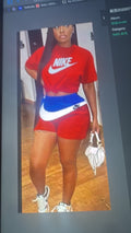 Red & Blue Two-Piece Shorts Set